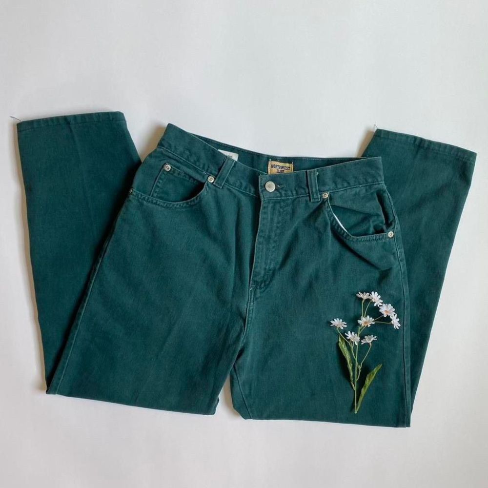 Vintage dark green straight leg jeans
